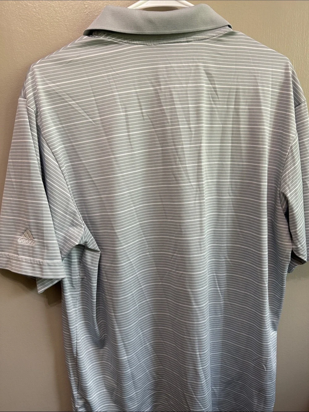 adidas Men’s Light Gray & White Striped Polo